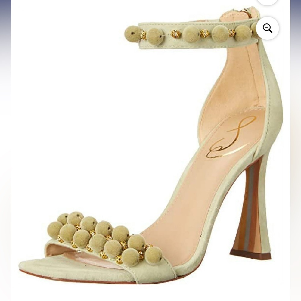 Sam Edelman Luella Pistachio Leather Ankle Strap Heeled Sandal US 7.5